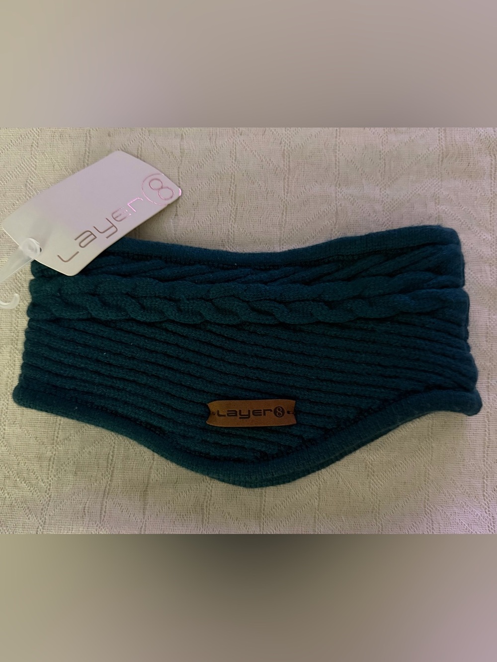 Layer 8 Teal Cable Knit Headband
